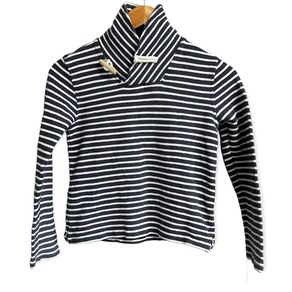 Crewcuts Nautical Striped Navy Cream Cotton High Neck Sweater Size 10 - Picture 1 of 6